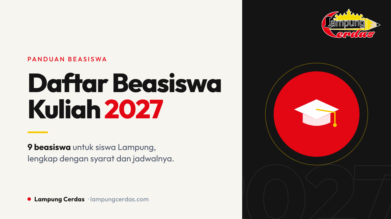 Daftar Beasiswa Kuliah 2027 untuk Siswa Lampung: Syarat, Jadwal, dan Cara Daftar